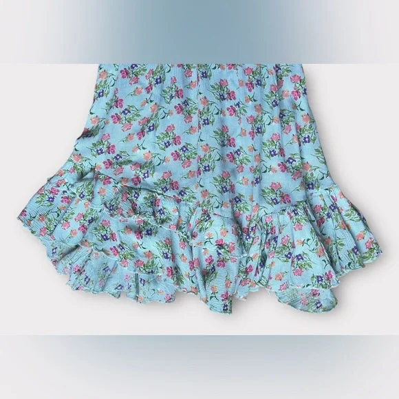 Free People One Adella Asymmetrical Slip Lace Ruffle Flowy Dress in Blue sz Med - Picture 8 of 12